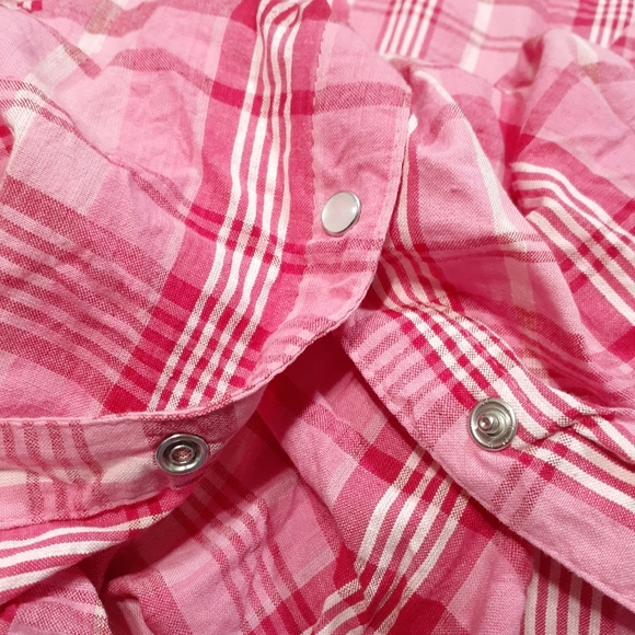 Only Necessities 90s Style Pink Plaid Pearlized Snap Front Maxi Dress 22… - Picture 9 of 14